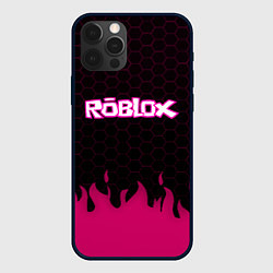 Чехол для iPhone 12 Pro Max Roblox fire pink, цвет: 3D-черный