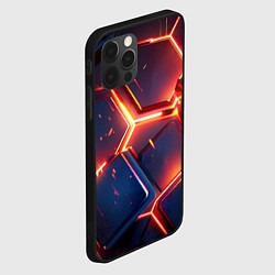 Чехол для iPhone 12 Pro Max Неоновые соты с кубами, цвет: 3D-черный — фото 2
