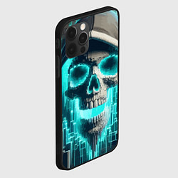 Чехол для iPhone 12 Pro Max Скелет в балахоне - граффити кибер-хакер, цвет: 3D-черный — фото 2