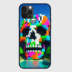 Чехол для iPhone 12 Pro Max Minecraft landscape with skull - ai art fantasy, цвет: 3D-черный