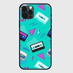 Чехол для iPhone 12 Pro Max Бирюзовая кассета из 90-х, цвет: 3D-черный