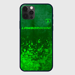 Чехол для iPhone 12 Pro Max Lamborghini - green gradient посередине, цвет: 3D-черный