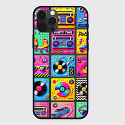 Чехол для iPhone 12 Pro Max Вибрации 90-х вечеринка в стиле ретро, цвет: 3D-черный