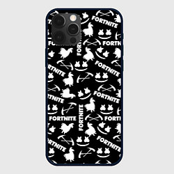 Чехол для iPhone 12 Pro Max Fortnite black pattern, цвет: 3D-черный