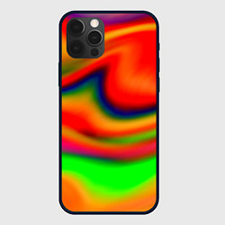 Чехол для iPhone 12 Pro Max Неоновые разводы краски, цвет: 3D-черный