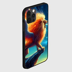 Чехол для iPhone 12 Pro Max Огнедышащий крылатый лев - неоновое свечение, цвет: 3D-черный — фото 2