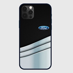 Чехол для iPhone 12 Pro Max FORD metal texture, цвет: 3D-черный