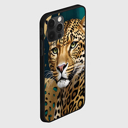 Чехол для iPhone 12 Pro Max Леопард на нефритовом фоне, цвет: 3D-черный — фото 2