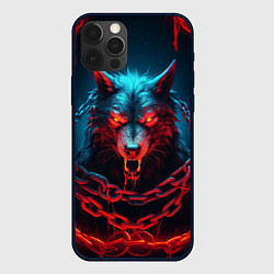 Чехол для iPhone 12 Pro Max Агрессивный волк в цепях, цвет: 3D-черный