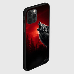 Чехол для iPhone 12 Pro Max Волк воет на луну, цвет: 3D-черный — фото 2