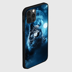 Чехол для iPhone 12 Pro Max Волк ночное синее небо, цвет: 3D-черный — фото 2