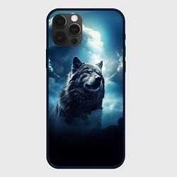 Чехол для iPhone 12 Pro Max Волк ночное синее небо, цвет: 3D-черный