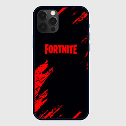 Чехол для iPhone 12 Pro Max Fortnite красные краски лого, цвет: 3D-черный