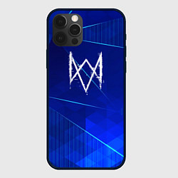 Чехол для iPhone 12 Pro Max Watch Dogs blue poly, цвет: 3D-черный