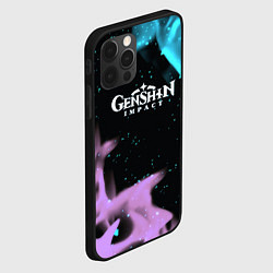 Чехол для iPhone 12 Pro Max Genshin Impact flame neon, цвет: 3D-черный — фото 2