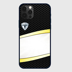 Чехол для iPhone 12 Pro Max Tesla carbon steel auto, цвет: 3D-черный
