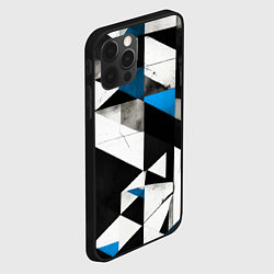 Чехол для iPhone 12 Pro Max Black and blue abstraction on a white background, цвет: 3D-черный — фото 2