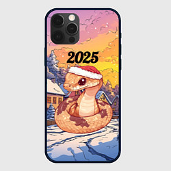 Чехол для iPhone 12 Pro Max Новогодняя змейка 2025, цвет: 3D-черный