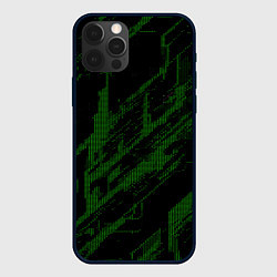 Чехол для iPhone 12 Pro Max Зелёные точки на чёрном фоне, цвет: 3D-черный