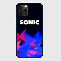 Чехол для iPhone 12 Pro Max Sonic neon flame, цвет: 3D-черный