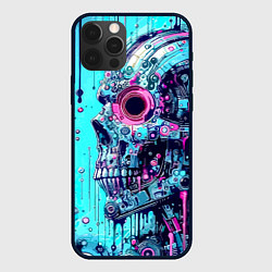 Чехол для iPhone 12 Pro Max Cyber skull - blots sketch, цвет: 3D-черный