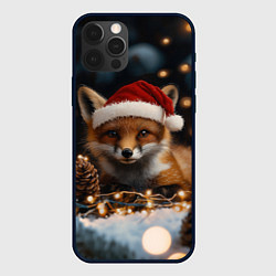 Чехол для iPhone 12 Pro Max Лисица в новогодней шапочке, цвет: 3D-черный