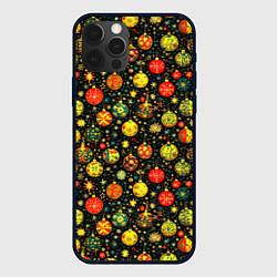 Чехол для iPhone 12 Pro Max Новогодние елочные шары, цвет: 3D-черный