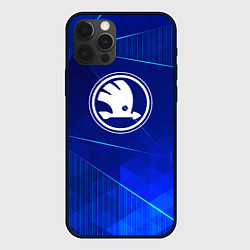 Чехол для iPhone 12 Pro Max Skoda blue poly, цвет: 3D-черный