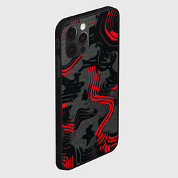 Чехол для iPhone 12 Pro Max Камуфляж черный в красную полоску, цвет: 3D-черный — фото 2