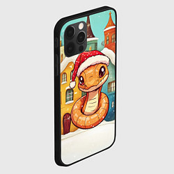 Чехол для iPhone 12 Pro Max Рыжая змея в новогоднем городке, цвет: 3D-черный — фото 2