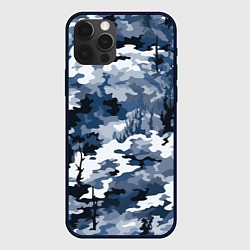 Чехол для iPhone 12 Pro Max Камуфляж серо синий, цвет: 3D-черный