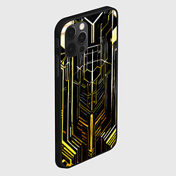 Чехол для iPhone 12 Pro Max Gold lines on a black background, цвет: 3D-черный — фото 2