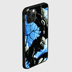 Чехол для iPhone 12 Pro Max Чёрные линии на чёрно-синем фоне, цвет: 3D-черный — фото 2