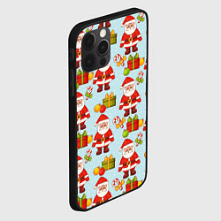 Чехол для iPhone 12 Pro Max Новогодний паттерн с Сантой и подарками, цвет: 3D-черный — фото 2