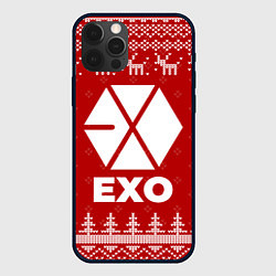 Чехол для iPhone 12 Pro Max Новогодний Exo с оленями, цвет: 3D-черный