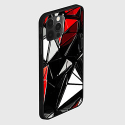 Чехол для iPhone 12 Pro Max Красно-белые рельефные треугольники на чёрном фоне, цвет: 3D-черный — фото 2