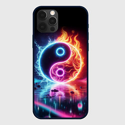 Чехол для iPhone 12 Pro Max Инь янь - неоновый космос, цвет: 3D-черный