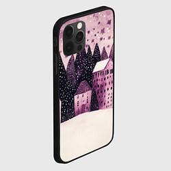 Чехол для iPhone 12 Pro Max Новогодние домики в лесу, цвет: 3D-черный — фото 2