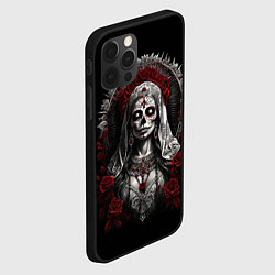 Чехол для iPhone 12 Pro Max Девушка в гриме Санта Муэрто, цвет: 3D-черный — фото 2