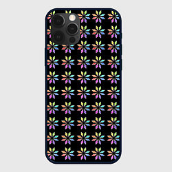 Чехол для iPhone 12 Pro Max Разноцветные звёзды на чёрном фоне, цвет: 3D-черный