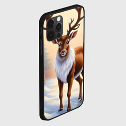 Чехол для iPhone 12 Pro Max Олень в зимнем лесу, цвет: 3D-черный — фото 2