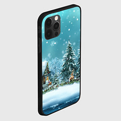 Чехол для iPhone 12 Pro Max Новогодний снегопад, цвет: 3D-черный — фото 2