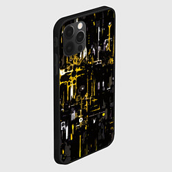 Чехол для iPhone 12 Pro Max Бело-жёлтая абстракция на чёрном фоне, цвет: 3D-черный — фото 2