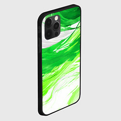 Чехол для iPhone 12 Pro Max Зелёные волны на белом фоне, цвет: 3D-черный — фото 2