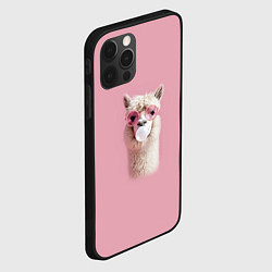 Чехол для iPhone 12 Pro Max Лама альпака в очках с жевательной резинкой, цвет: 3D-черный — фото 2