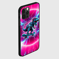 Чехол для iPhone 12 Pro Max Cyber tyrannosaurus is a cool skateboarder, цвет: 3D-черный — фото 2