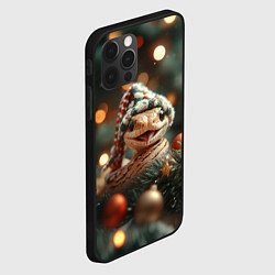 Чехол для iPhone 12 Pro Max Забавная новогодняя змея, цвет: 3D-черный — фото 2