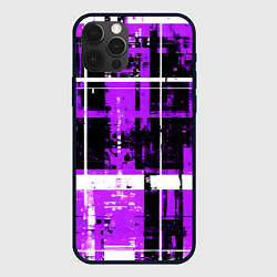 Чехол для iPhone 12 Pro Max Фиолетово-белый гранж на чёрном фоне, цвет: 3D-черный