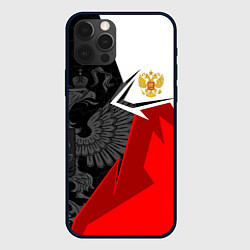 Чехол для iPhone 12 Pro Max Герб России - красно-белый, цвет: 3D-черный