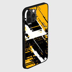 Чехол для iPhone 12 Pro Max Diagonal black and white stripes on a yellow backg, цвет: 3D-черный — фото 2